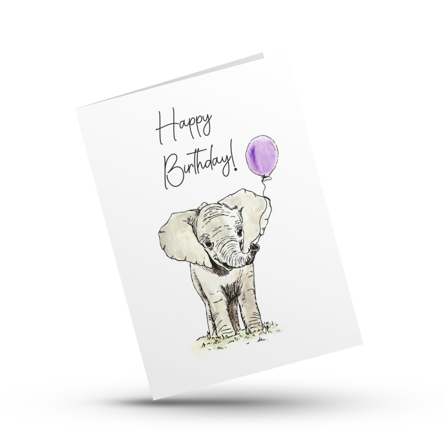 Happy Birthday card, Cute Birthday card, Elephant card, Birthday card for kids, Birthday card for friend, Birthday gift, Birthday balloon