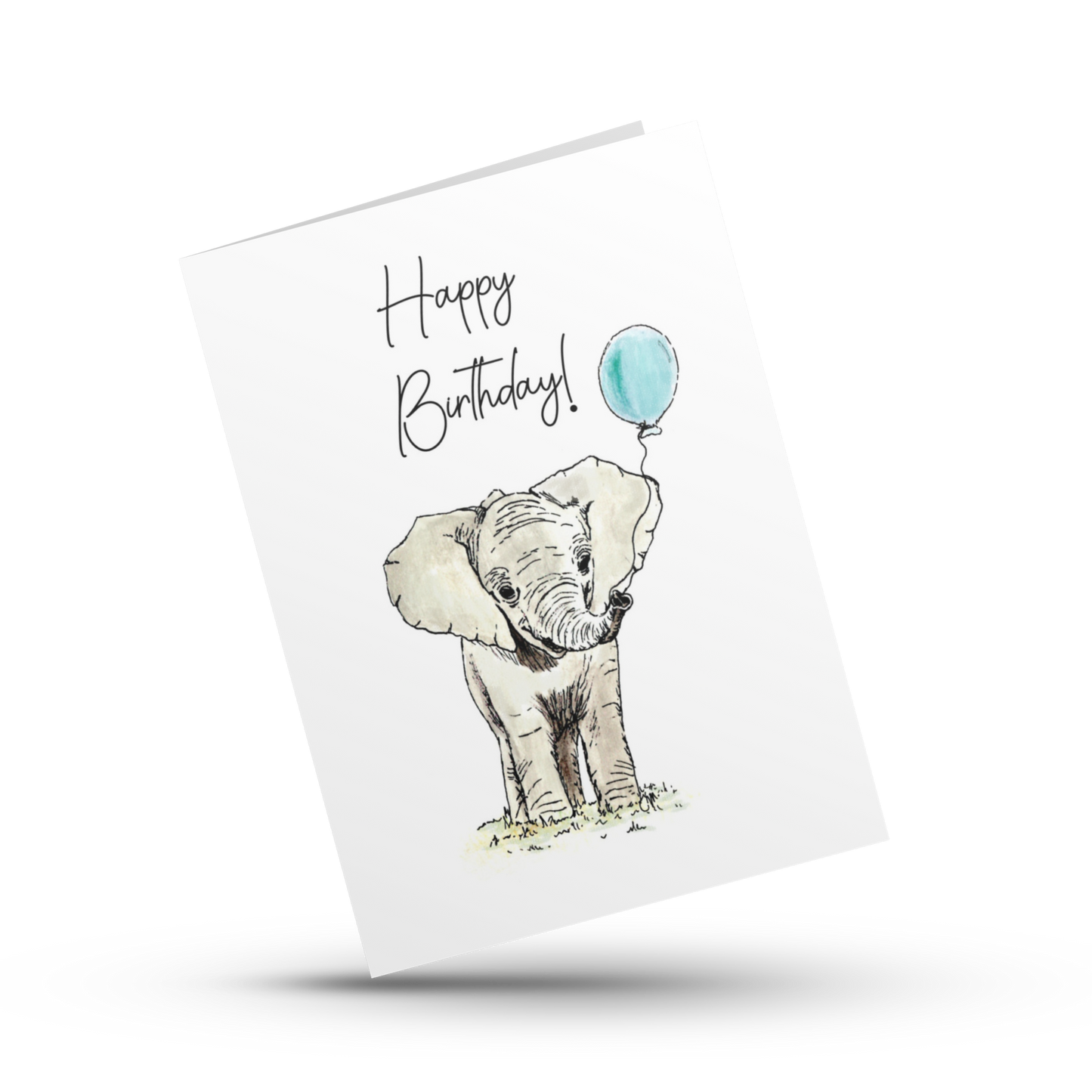 Happy birthday card, Elephant birthday card, Kids birthday card, Animal with balloon card, Cute card for son daughter, Birthday celebration