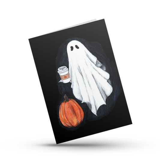 Halloween ghost greeting card, Spooky season card, Cute vintage ghost illustration, Gothic art card for her, Him, Friend, Partner, Mom, Dad