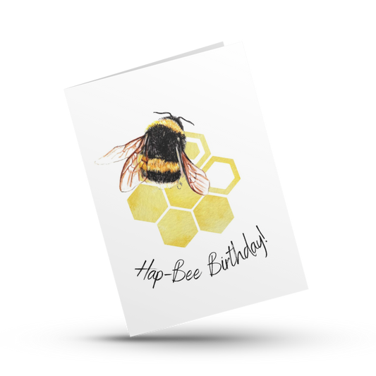 Hap-Bee Birthday card, Bumble bee card, Cute punny card, Birthday bee, Handmade card, Funny bee card, Adorable card for friend