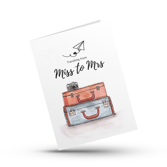 Traveling from miss to mrs, Cute bridal shower, Bride to be card, Future mrs engagement card for her, Bachelorette for friend, Bestie, bff