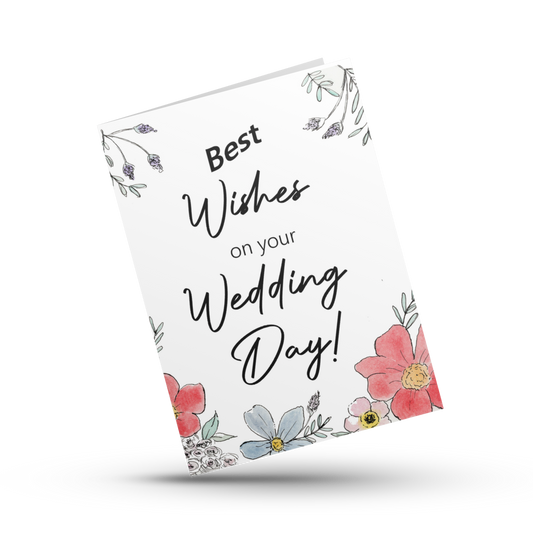 Best wishes on your wedding day, Wedding day congratulations card, Cute floral wedding card, Pretty card for couple, Wedding wishes, love