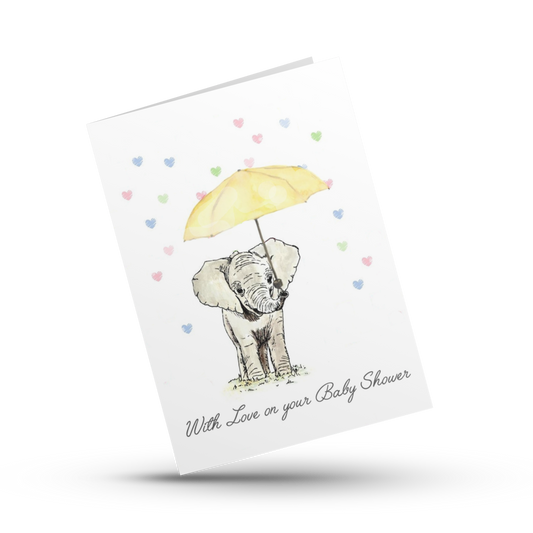 With love on your baby shower, Baby shower card, Neutral baby card, Baby elephant card, New baby congrats card, Welcome baby, Expecting card