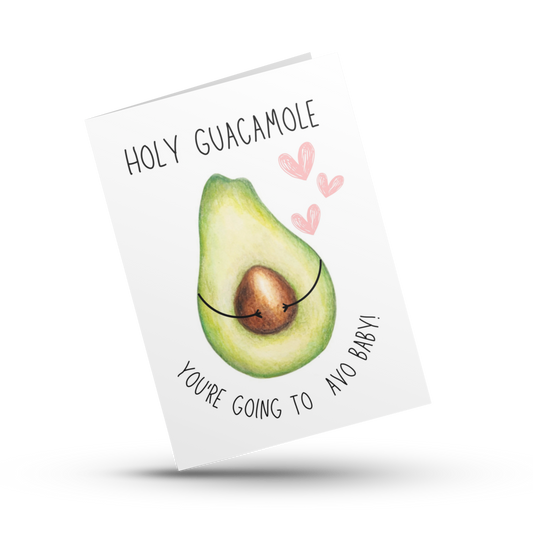 Holy guacamole you're going to avo baby, Congrats baby shower pregnancy card, New mom parents dad, Gender neutral card, Cute avocado pun art