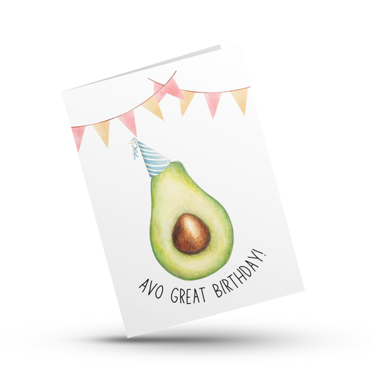 Avo great birthday, Funny avocado pun birthday card, Gift for vegan friend, Gender-neutral greeting card, Food card for boyfriend, Partner
