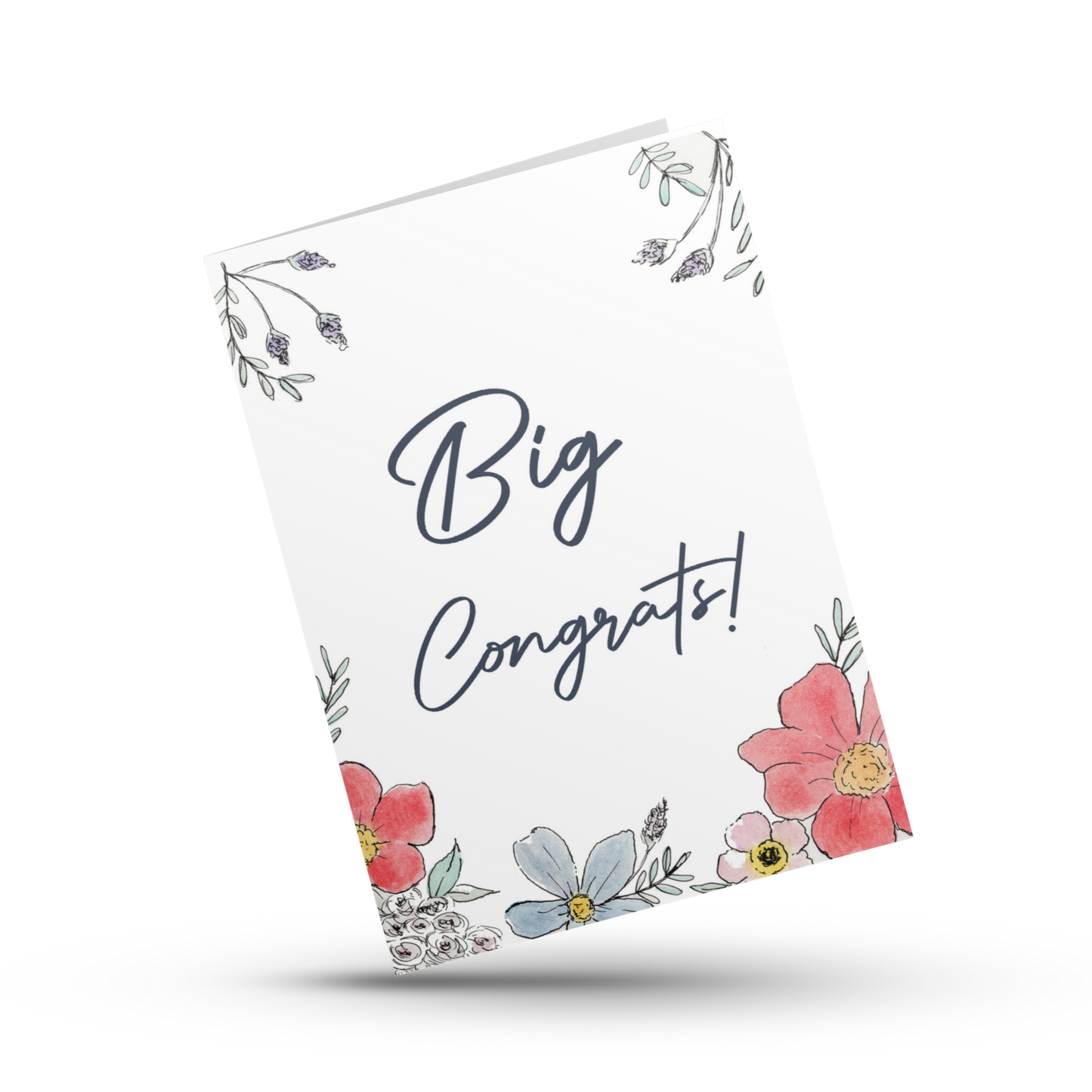 Big congrats, Congratulations card, Floral card, You did it, Engagement card, Floral wedding card, Big promotion card, Pregnancy, New job