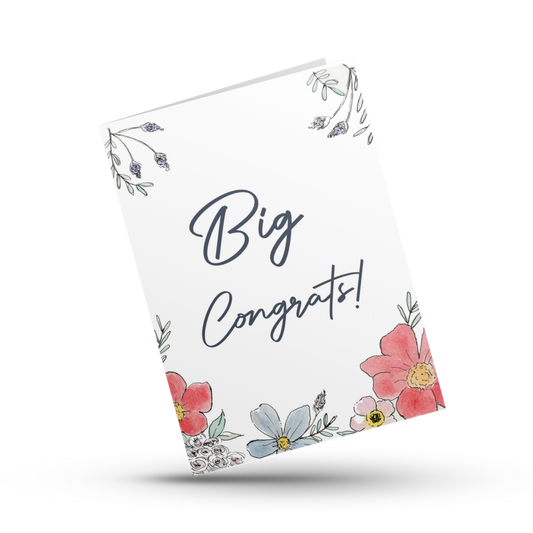 Big congrats, Congratulations card, Floral card, You did it, Engagement card, Floral wedding card, Big promotion card, Pregnancy, New job