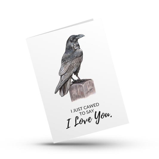 Gothic love card, Just cawed to say I love you, Raven anniversary card, Bird love card, Cute crow card, Animal valentine, Animal pun card