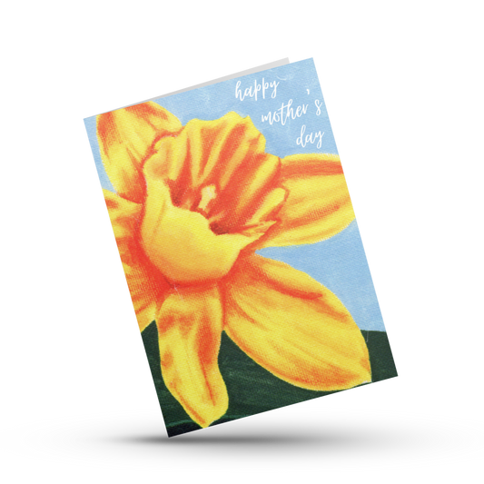 Daffodil mother's day card, Original art card for mom, Daffodil card, Mother's day greeting card, Celebrate mom card, Happy Mother's day mom