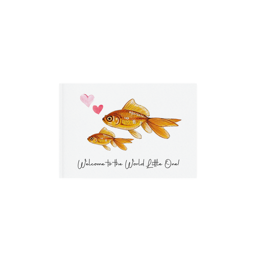 Welcome to the world little one, Nursery decor, Baby room art, Gift for new parents, Baby shower gift, Cute animal art print, Goldfish