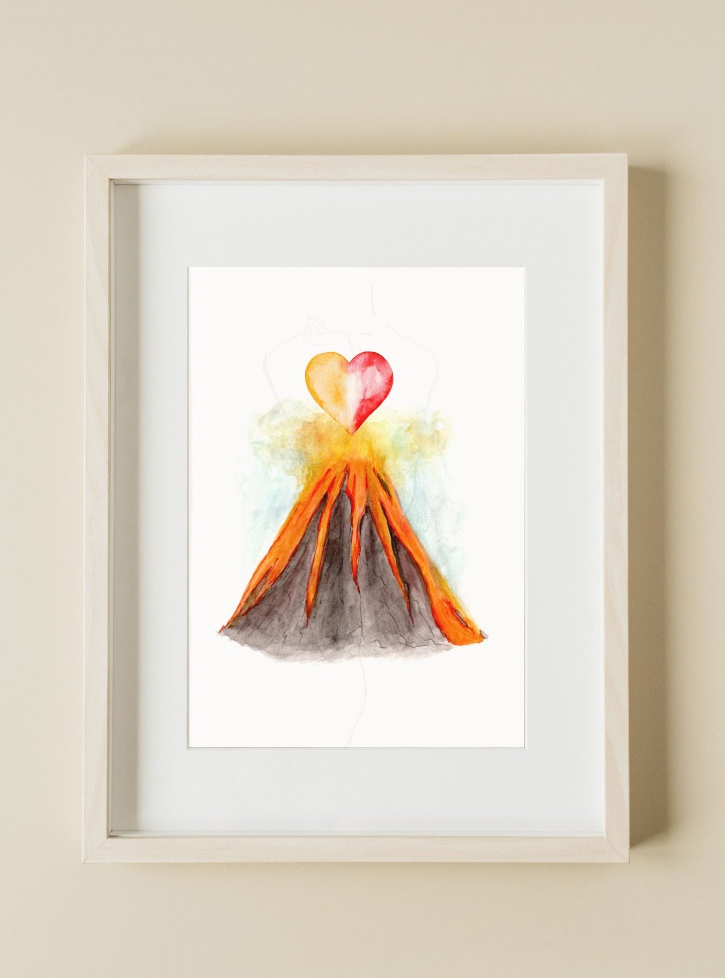 Volcano art print, Volcano love, Anniversary gift, Nursery decor, Baby shower gift, Cute wall decor, Gallery wall art, Cute volcano print