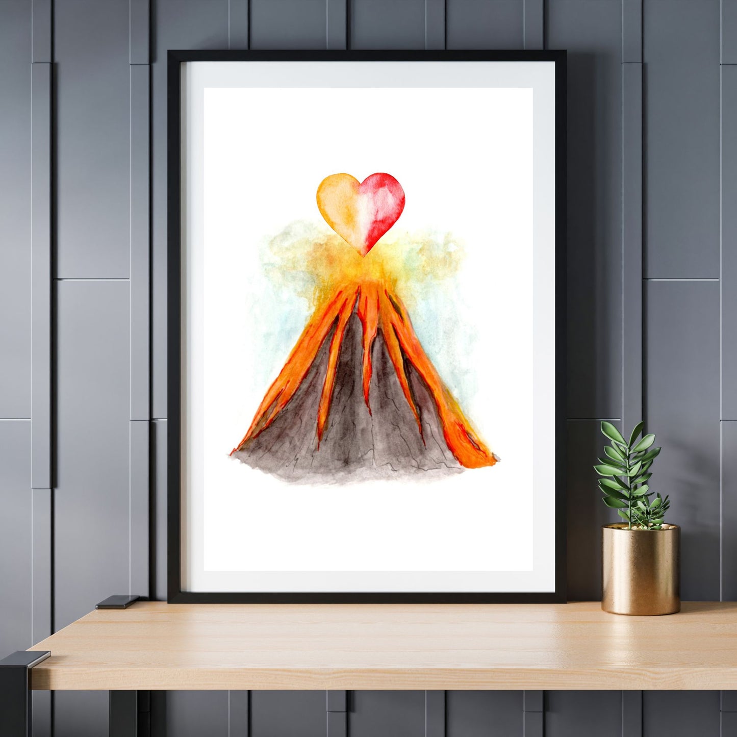 Volcano art print, Volcano love, Anniversary gift, Nursery decor, Baby shower gift, Cute wall decor, Gallery wall art, Cute volcano print