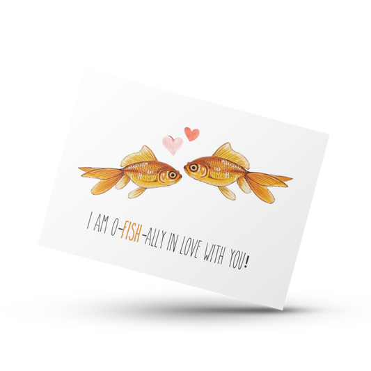 I am in love with you card, O-Fish-ally in love with you card, Cute couple card, Anniversary card, Love card, Cute Valentine's day card