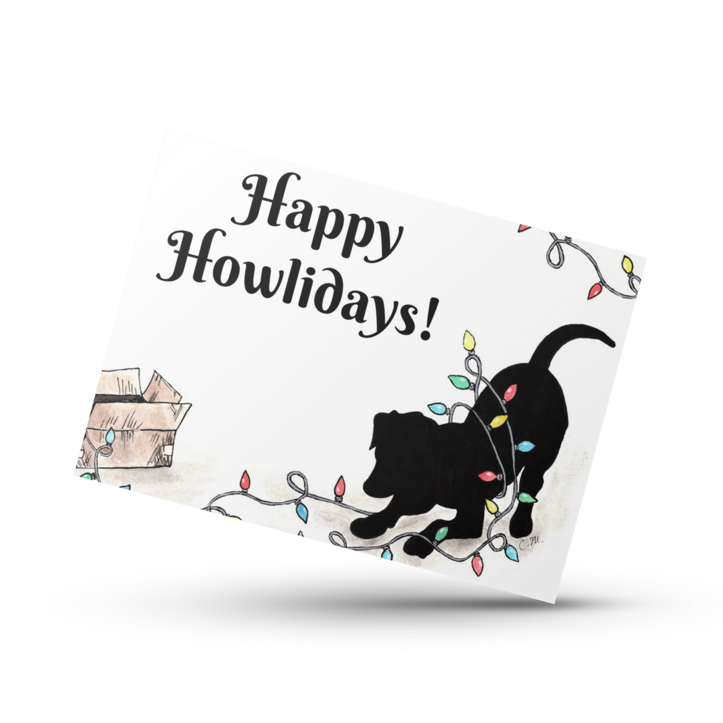 Happy Howlidays, Black lab Christmas card, Cute dog Christmas card, Happy Holidays card, Merry Christmas card, Festive dog card, black dog