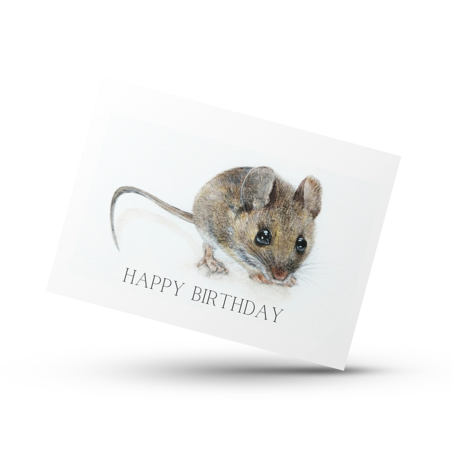 Happy Birthday Wildlife card, Whimsical woodland Mouse greeting, Outdoors adventure card, Baby mouse illustration, Card for children, Kids