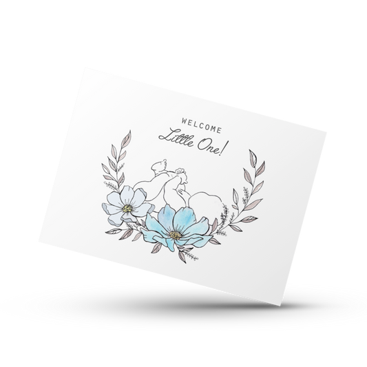 Welcome little one, Baby shower card, Baby boy card, New baby card, Minimalist baby card, Expectant mother card, New parents card, Newborn