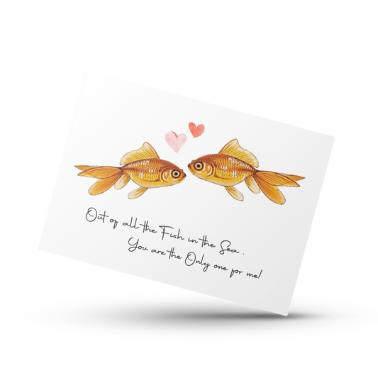 Out of all the fish in the sea, You are the only one for me card, Love card, Anniversary card, Couple card, Card for wife, Card for husband