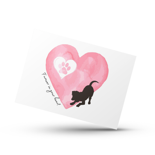 Dog memorial card, Forever in your heart, Loss of dog card, Dog sympathy card, Pet loss card, Dog paw print card, Dog bereavement, Dog loss