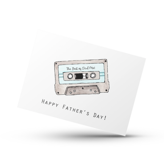 Happy Father's day card, Cassette card, Retro card for dad, Cool dad card, Hippie, Gift for music lover, Dads mixed tape, Cassette tape gift