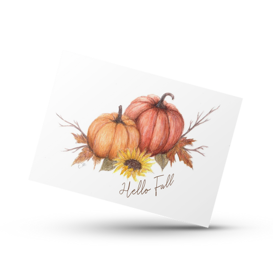 Hello fall card, Fall Pumpkin card, Thanksgiving card, Vintage pumpkin Halloween, Fall vibes, Cute pumpkin card, Happy fall pumpkins,