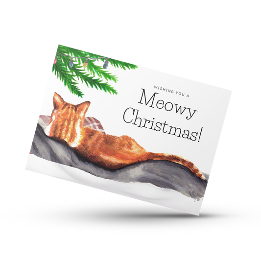 Meowy Christmas card, Ginger cat Christmas card, Cat Christmas card, Cute holiday card, Gift for cat lover, Cat lady meowy Christmas, Catmas