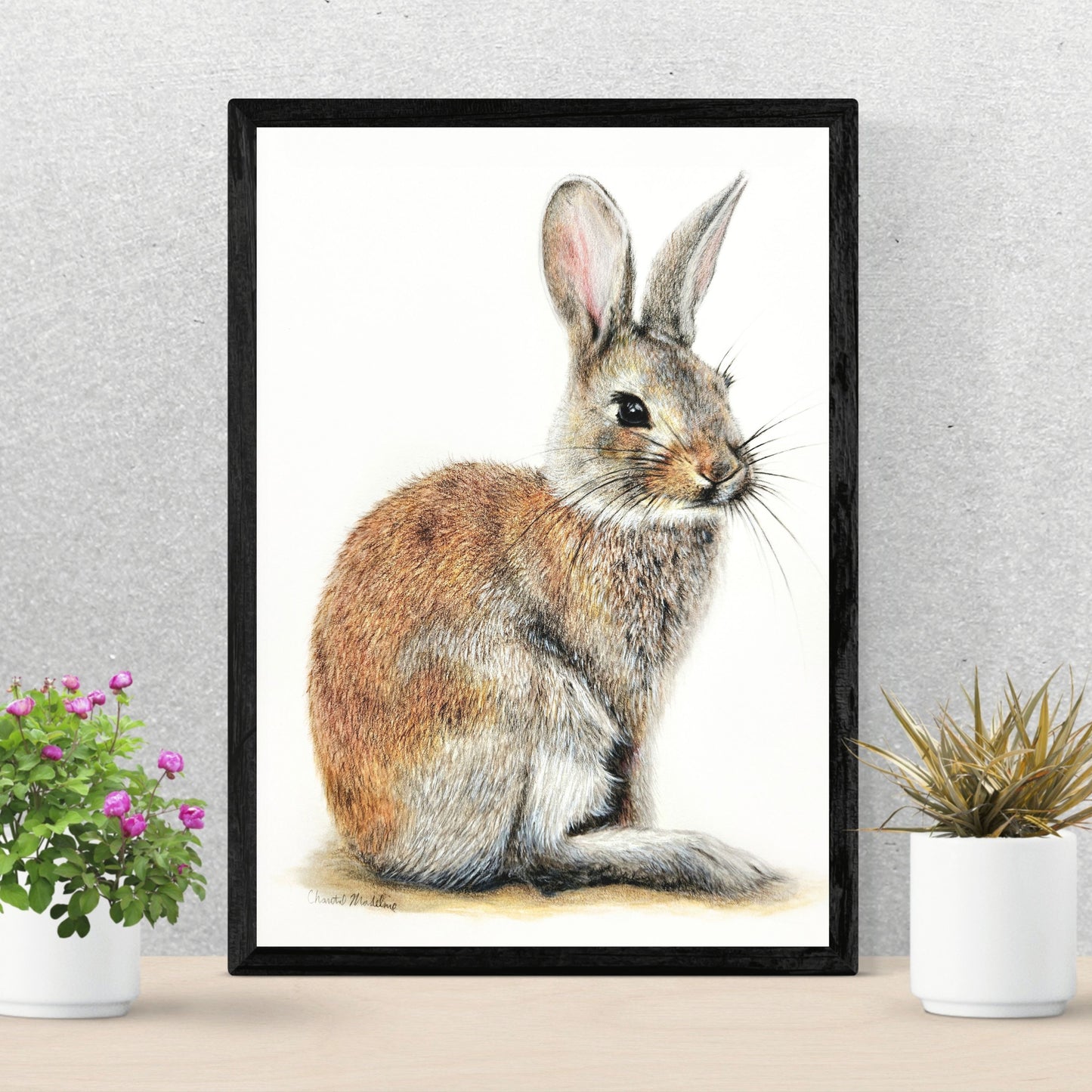 Woodland bunny art print, Wildlife art print, Giclee print on fine art paper