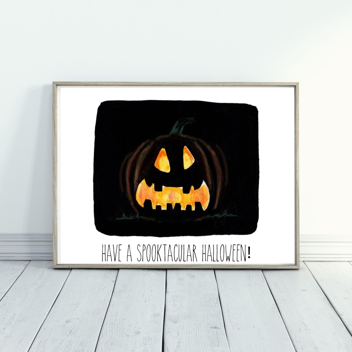 Jack o'lantern Halloween art print, Spooky Halloween home decor, Pumpkin art print, Halloween wall decor, Carved pumpkin art print, Cute art