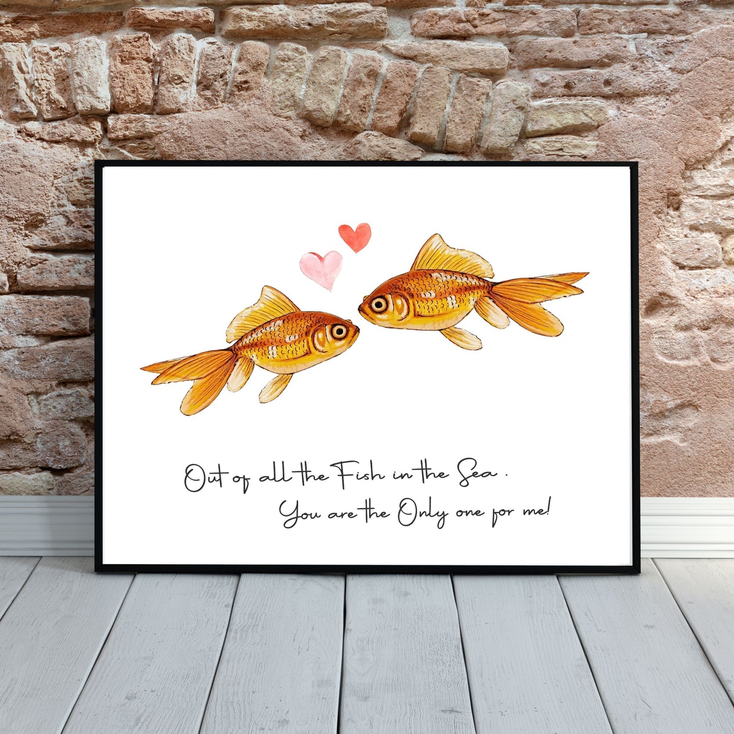 Out of all the fish in the sea you are the only one for me, Living room art, Cute wall decor, Bedroom art, Art for girlfriend, Home decor