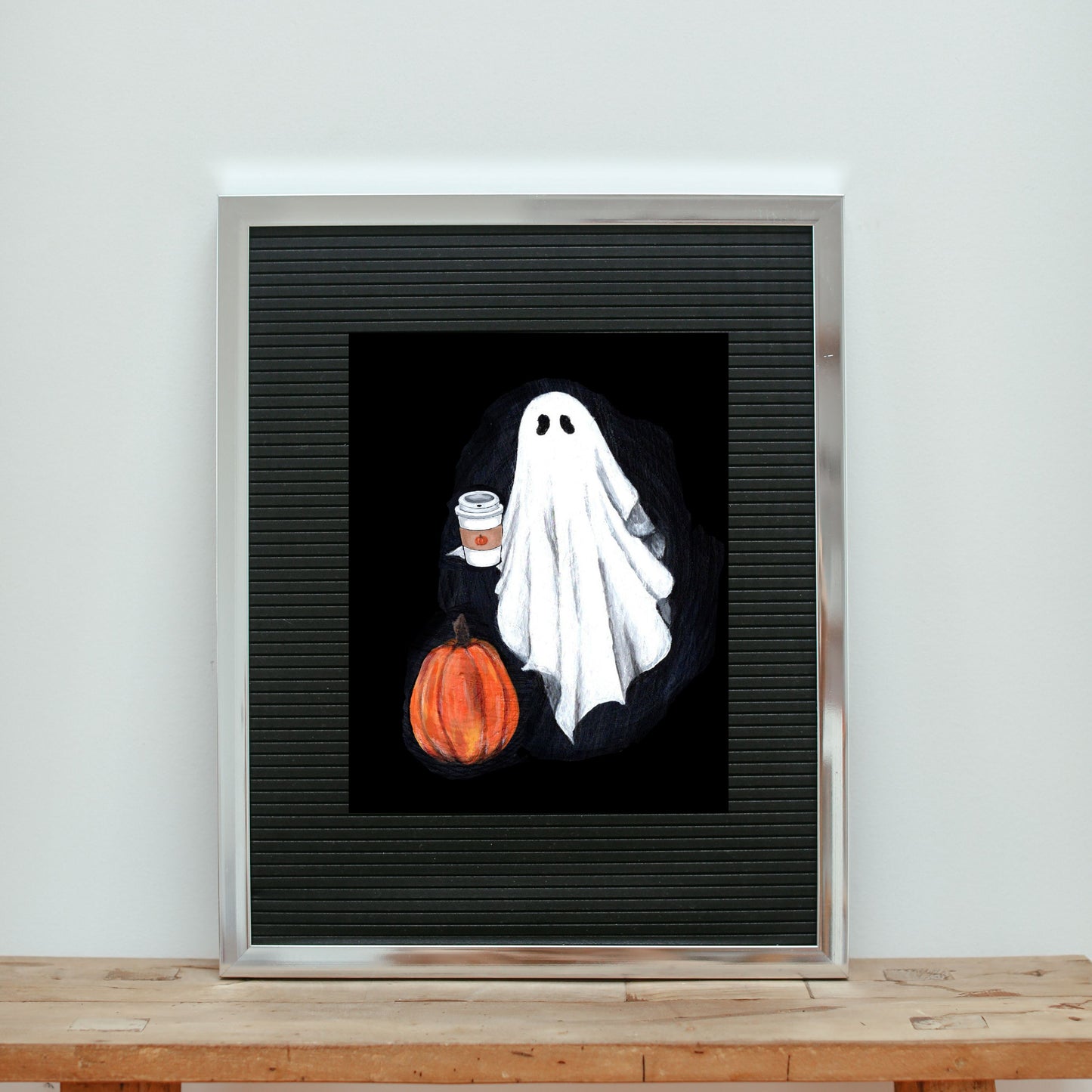 Halloween ghost wall art print, Spooky season room decor, Cute illustration print, Vintage ghost painting, Gothic art for her, Him, Friend