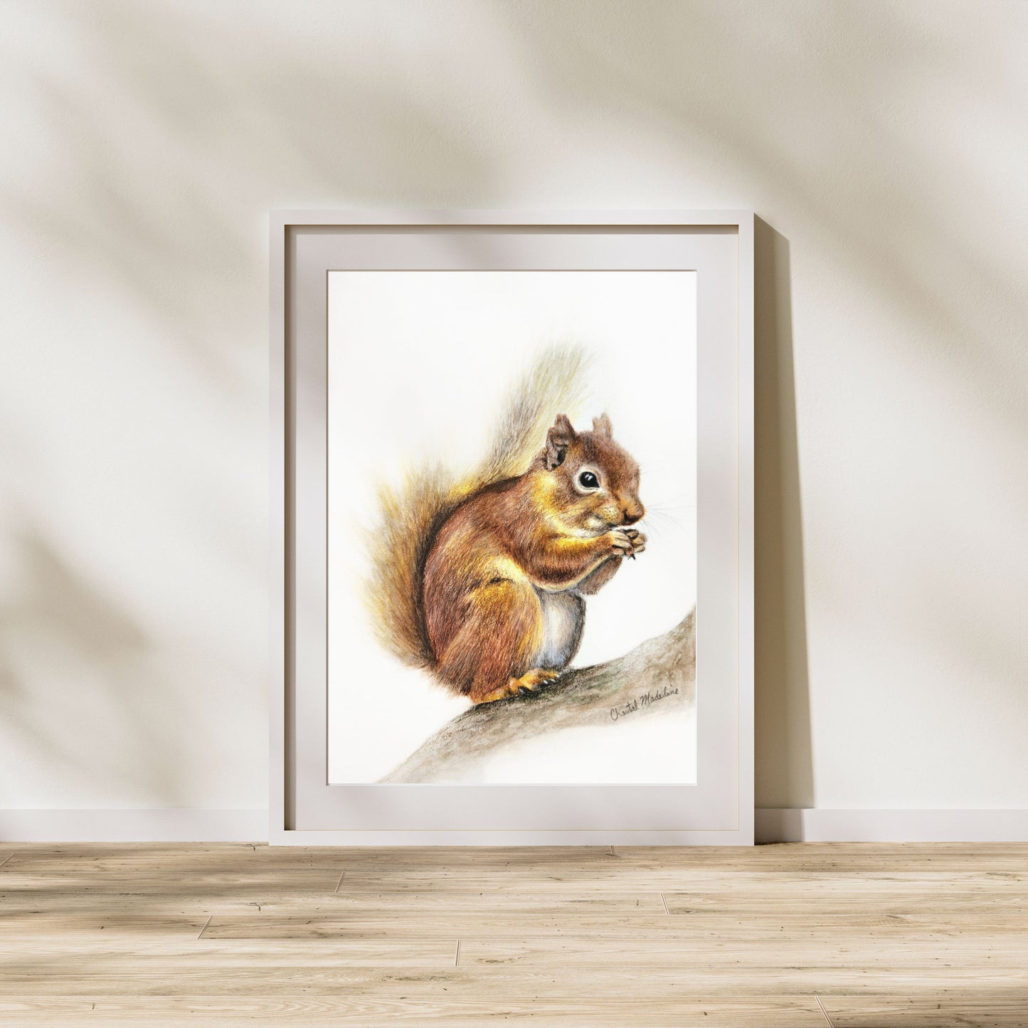 Woodland Squirrel art print, Wildlife art print, Giclee print on fine art paper
