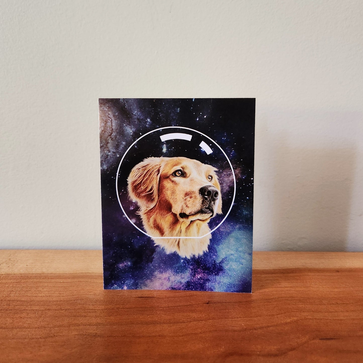 Space dog card, Galaxy Golden Retriever birthday card, Astronaut puppy all occasion card, Thank you, Friendship, Thinking of you card