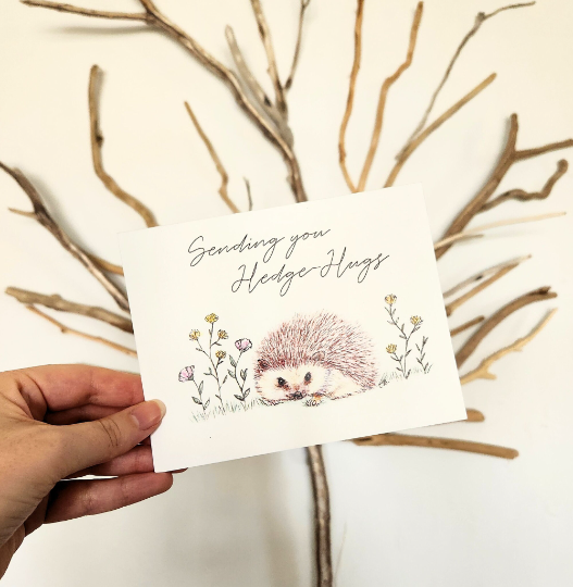 Sending you Hedgehugs, Thinking of you, Missing you card, Sympathy card, Long distance card, Your in my thoughts, Support card, Well wishes