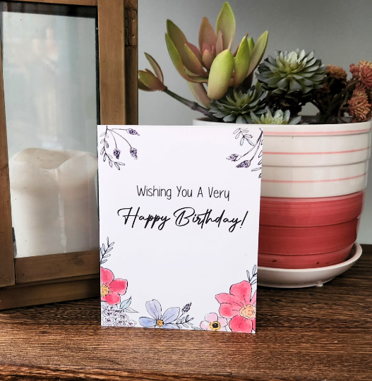 A very happy birthday, Cute floral birthday card, Wildflower Birthday Card, Card for her, Card for mom, Plant lady card, Bestie Birthday