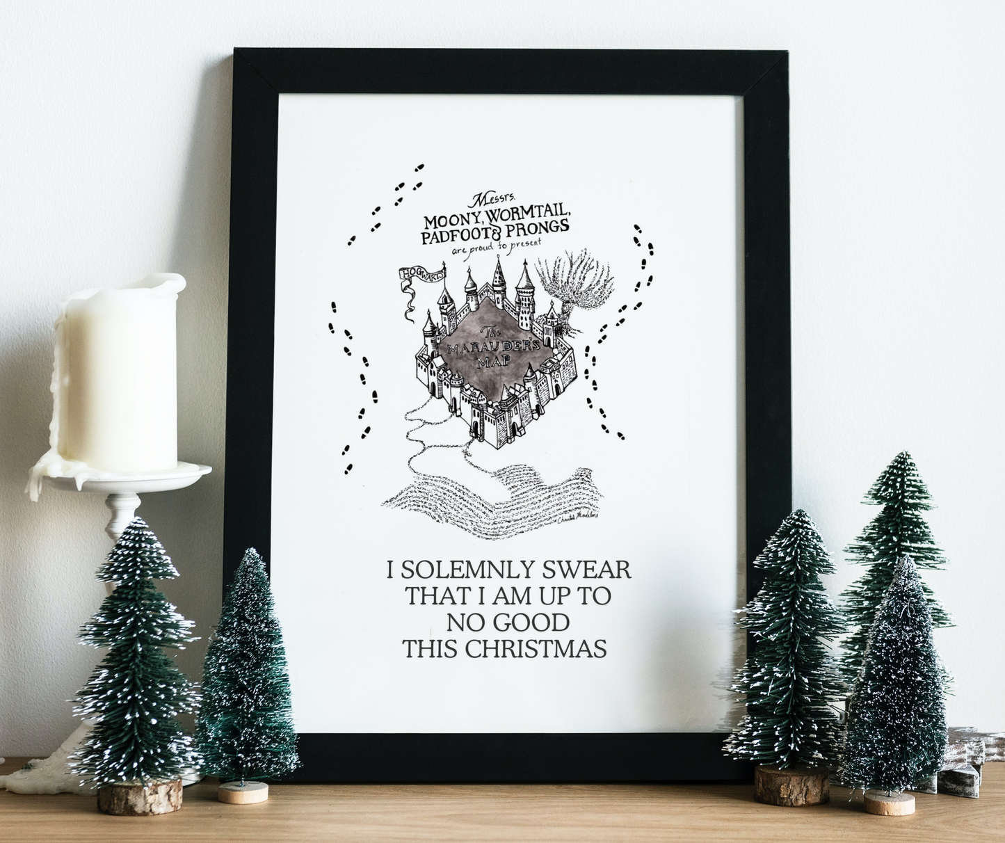 I Solemnly Swear I am up to no Good This Christmas, Harry Potter fan art Christmas, Marauders map, Art print on cardstock