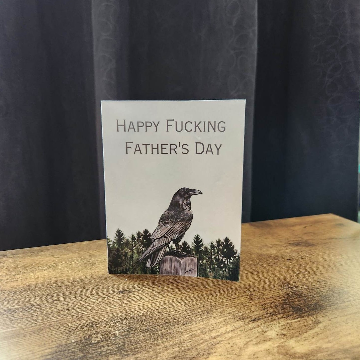 happy fucking fathers day raven card, Father's day nature greeting card, Gift for him, Gothic father's day crow card, Funny vulgar dad card