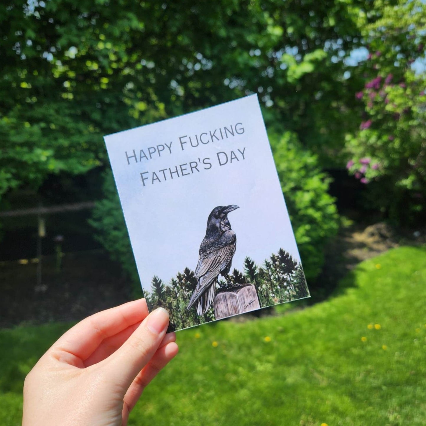 happy fucking fathers day raven card, Father's day nature greeting card, Gift for him, Gothic father's day crow card, Funny vulgar dad card