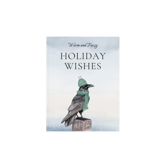 Raven Christmas decor, Warm and fuzzy holiday wishes, Festive crow, Holiday Raven Christmas decor, Cute animal Christmas decor, Gothic xmas