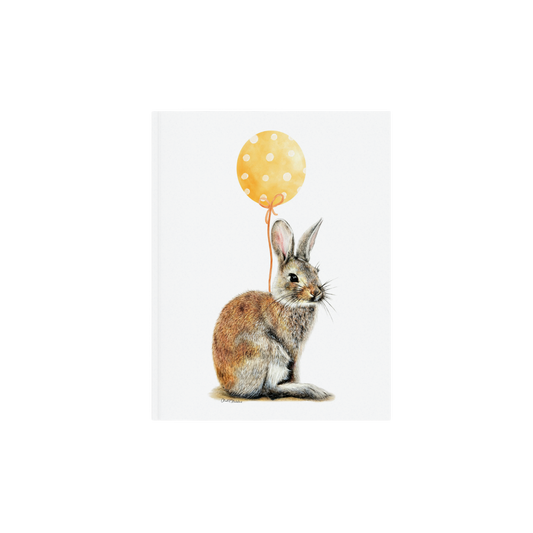 Bunny With Yellow Balloon, Woodland nursery art, Giclee print on fine art paper