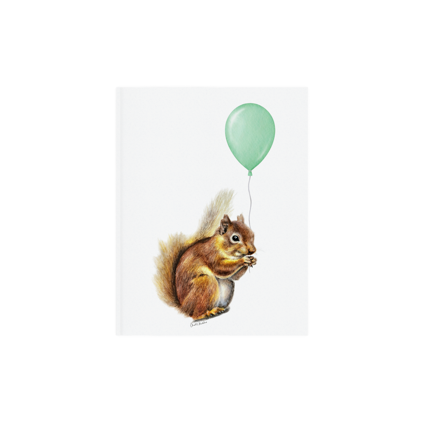 Squirrel With Green Balloon, Woodland nursery art, Giclee print on fine art paper