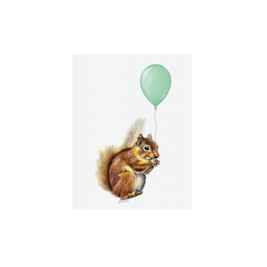 Squirrel With Green Balloon, Woodland nursery art, Giclee print on fine art paper