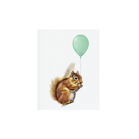 Squirrel With Green Balloon, Woodland nursery art, Art print on cardstock
