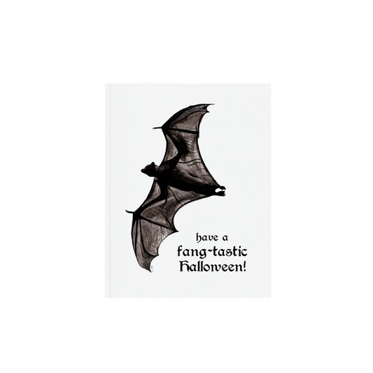 Happy Halloween decor, Have a fangtastic Halloween, Black bat art print, Spooky bat art, Halloween bat, Gothic decor, Punny bat art print