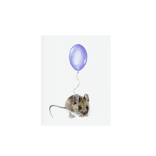 Mouse with Purple Balloon, Woodland nursery art, Art print on cardstock