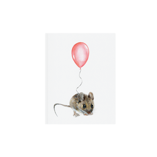 Mouse With Pink Balloon, Woodland nursery art, Giclee print on fine art paper