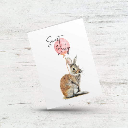 Sweet new born baby bunny card, Congratulations new baby, Woodland nursery theme gift, New mom, Mama to be, Dad to be, Grandma, Expecting,