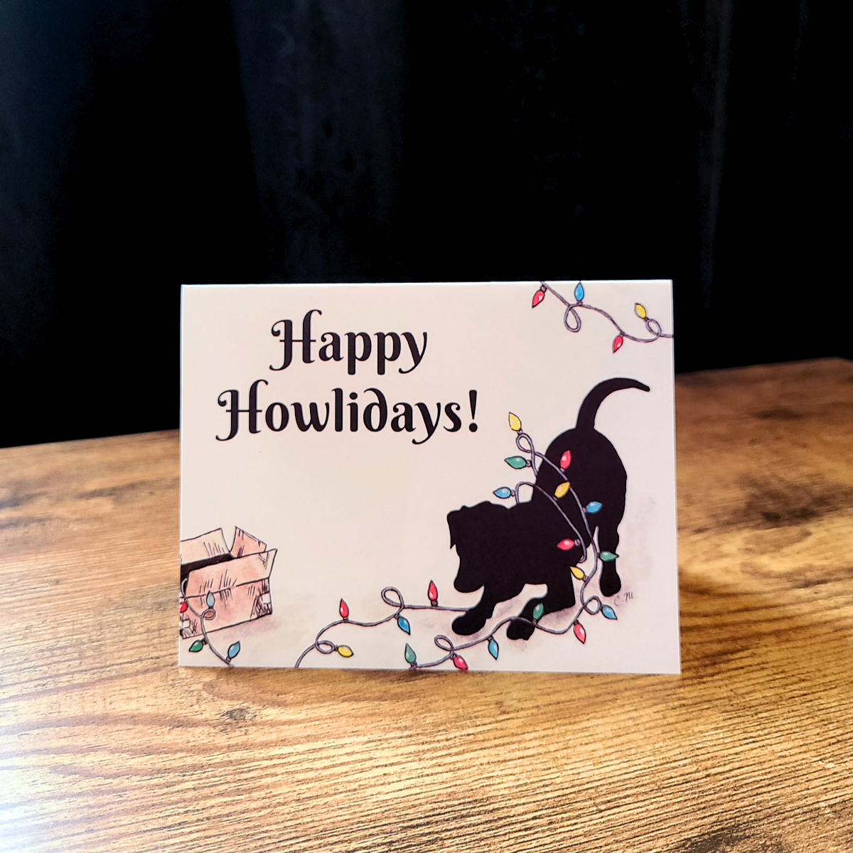 Happy Howlidays, Black lab Christmas card, Cute dog Christmas card, Happy Holidays card, Merry Christmas card, Festive dog card, black dog