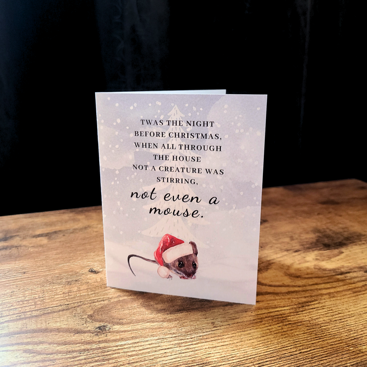 Mouse Christmas card, Twas the night before Christmas, Not a creature was stirring, Santa mouse card, Cute mouse holiday card, Festive mouse