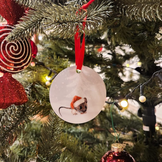 Mouse Christmas tree ornament, Holiday tree ornament, Woodland mouse ornament, Twas the night before Christmas ornament, Holiday home decor