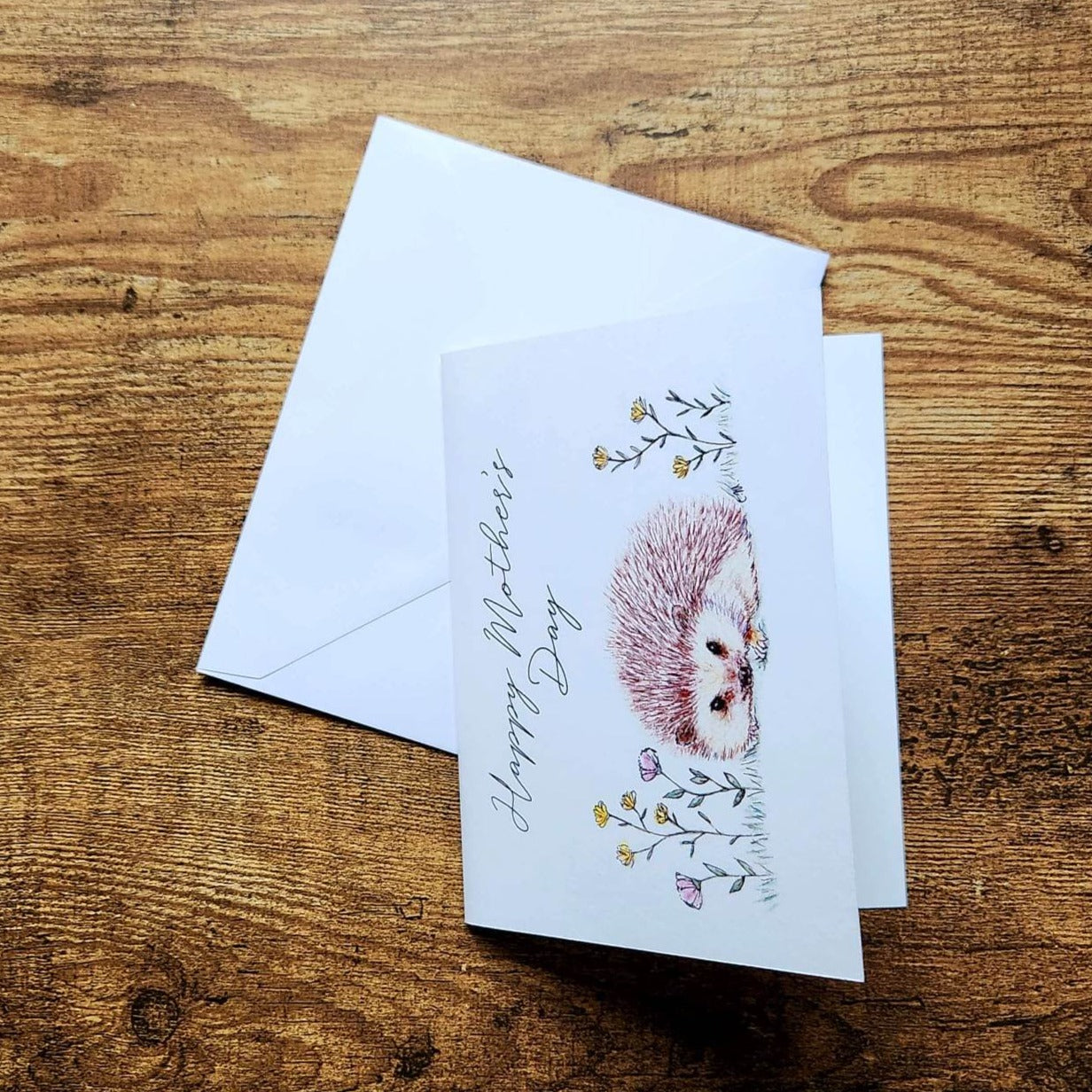 Happy Mother's Day Card, Mother's Day, Card for mom, Cute Animal card, Hedgehog card, Whimsical card, Celebrate mom card, Wildlife card
