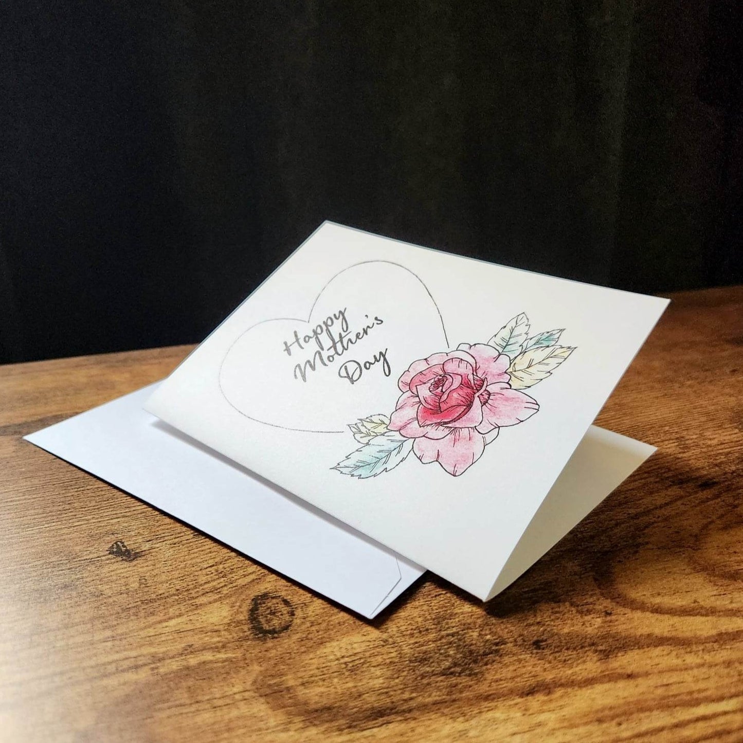 Happy Mother's day card, Pink rose card for mom, Floral Mother's day card, Pretty card for mom, Mother's day greeting card, Handmade card